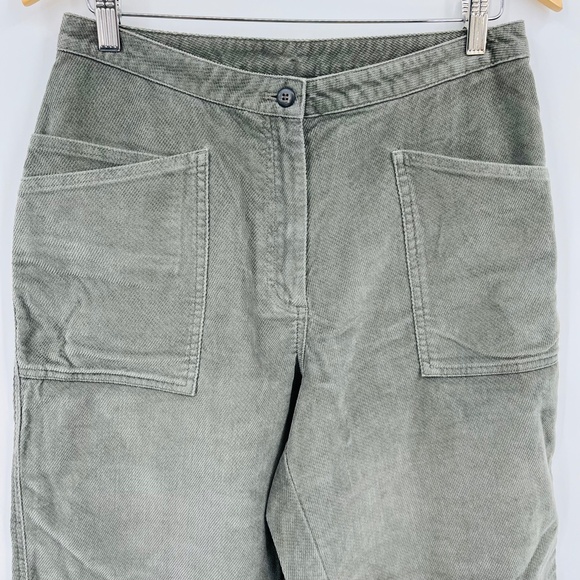 NWT J. Jill Wide Leg Textured Cotton Pants in Lichen, Deep Pockets, Size 12 - Picture 3 of 9